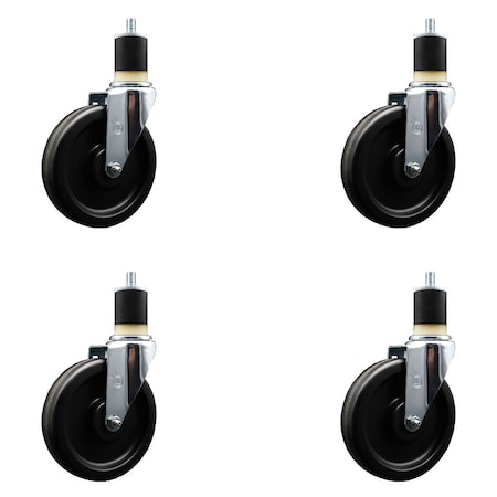 Service Caster 6'' Phenolic Wheel Swivel 1-7/8'' Expanding Stem Caster Set, 4PK SCC-EX20S615-PHS-178-4